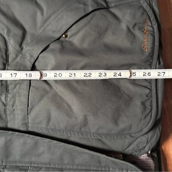 Eddie Bauer Skyliner Down Vest Green Quilted with Leather trim Women's - Picture 9 of 9